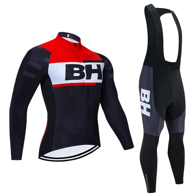 

Winter 2020 Black BH TEAM Long sleeves Cycling JERSEY Bike Pants set mens Ropa Ciclismo Thermal Fleece bicycling Maillot Culotte, Red