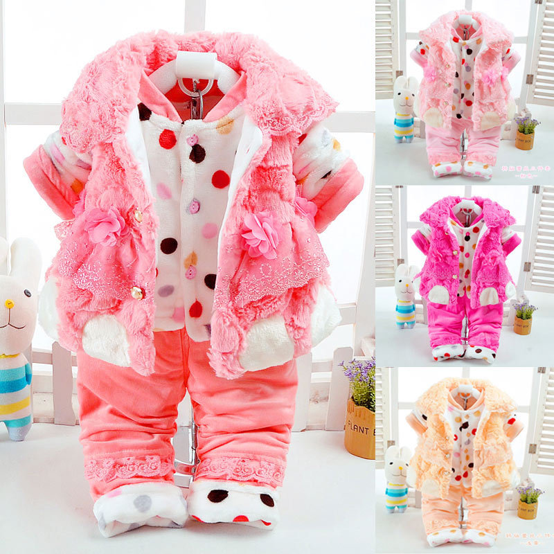 

Girl's suit Chinese style baby set's thick, Pink