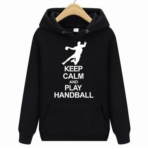 

High quality male hoodies Keep Calm And Play Handball Letter Print hoodie Men Brand Streetwear size -4XL, Black