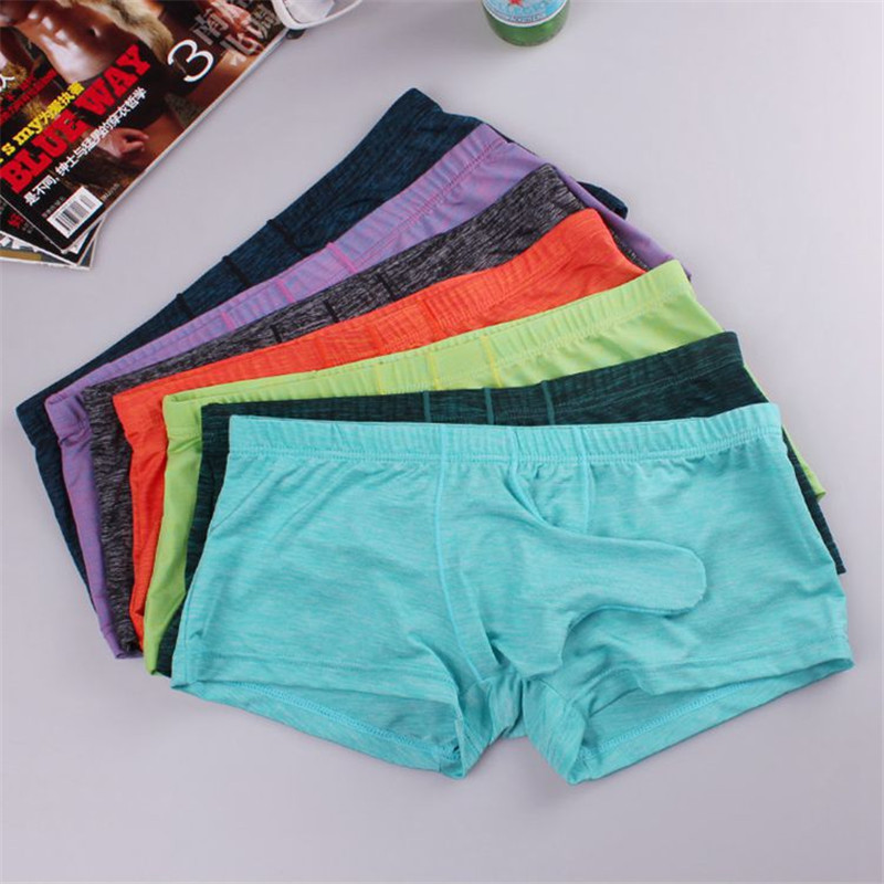 

Men Boxer Underwear Brief Solid Color Cotton Soft Comfortable High Quality Boxer Underwear Plus Size 2XL, Mixed color