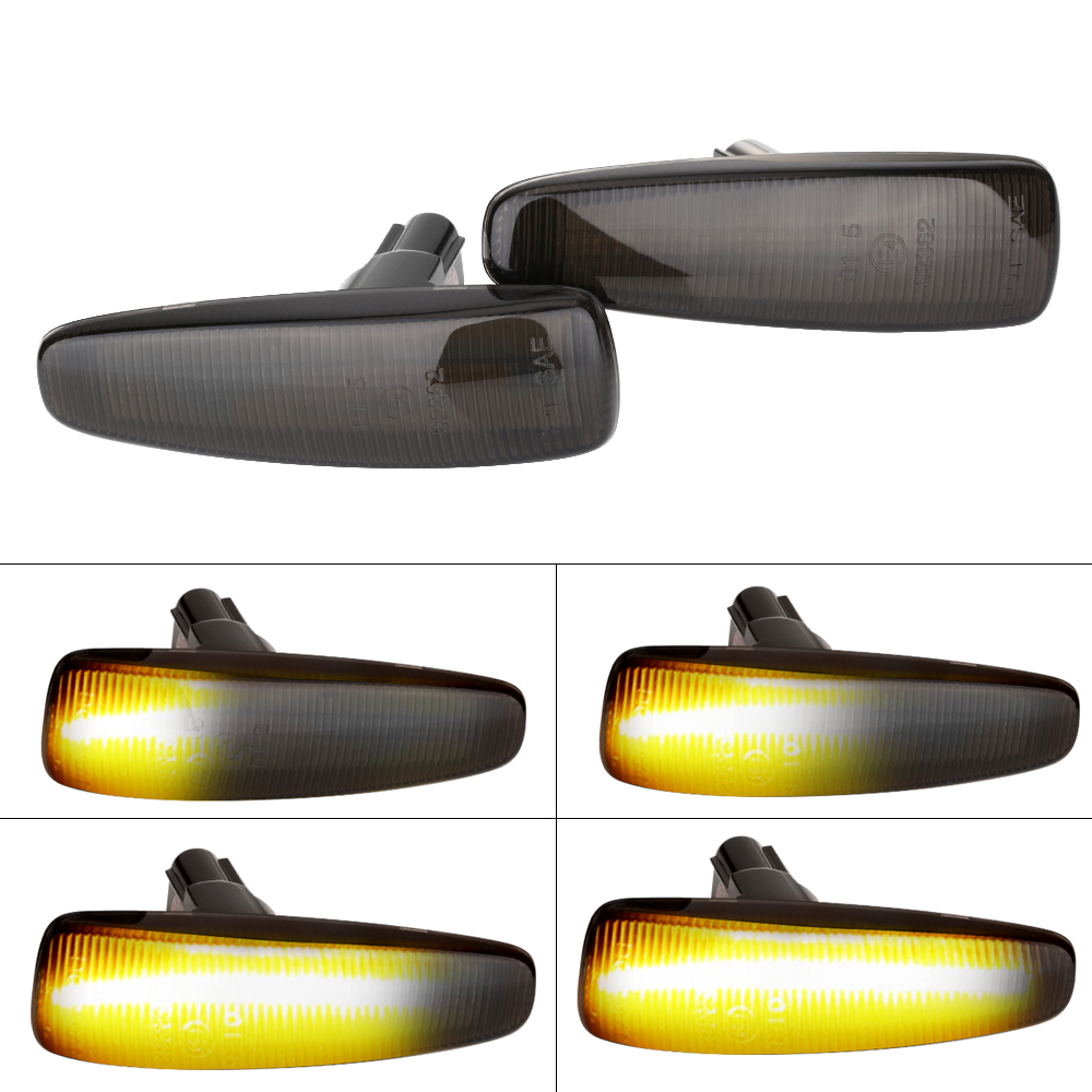 

2pcs Flowing Dynamic LED Side Marker Light Turn Signal Light Blinker Yellow 8351A001 For Mistubish Lancer EVO X Smoke LED, As pic