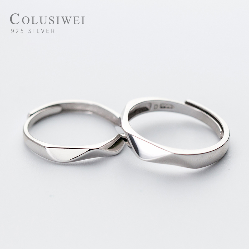 

Cluster Rings COLUSIWEI Pure 925 Sterling Silver Minimalism Geometric Adjustable For Men Women Couple Fashion Lover Jewelry