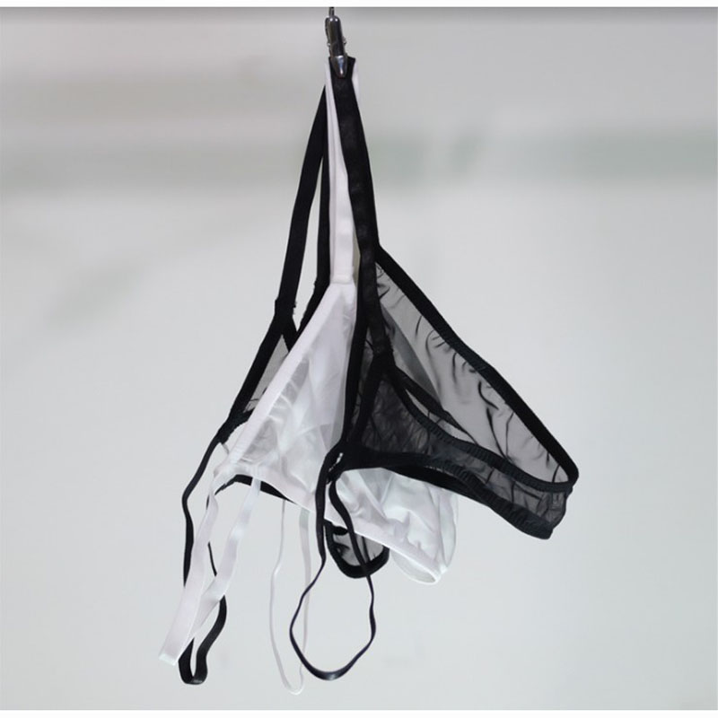 

Sexy Underwear Transparent Net Yarn Mini Ultra Low Waist Super Thin Thong Sheer Gauze Mesh Briefs Charming See-Through Thongs, Black