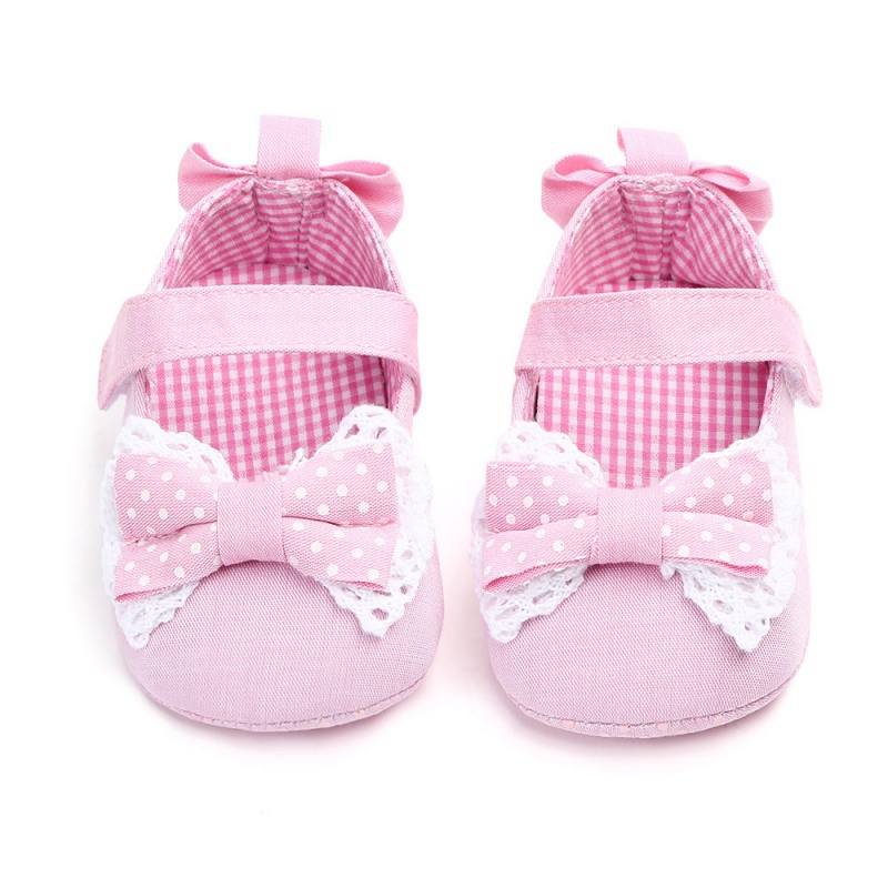 

Baby Girls Shoes Cotton Solid Newborn First Walkers Cute Bow Soft Soled Non-slip Footwear Baby Shoes Princess -12M, Pink