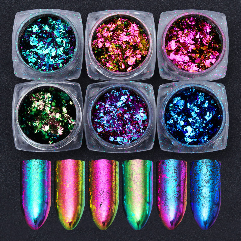 

1 Box Irregular Nail Flakes Sequins Powder Aluminum Magic Mirror Paillette Shinning Manicure Nail Powder Decorations