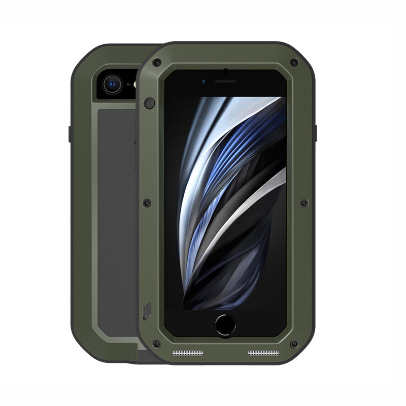 

Hot LOVE MEI Waterproof Case For iphone SE 2020 Case Shockproof Metal Armor Cover For Iphone 7 360 Full protective Cover iphone8, Silver