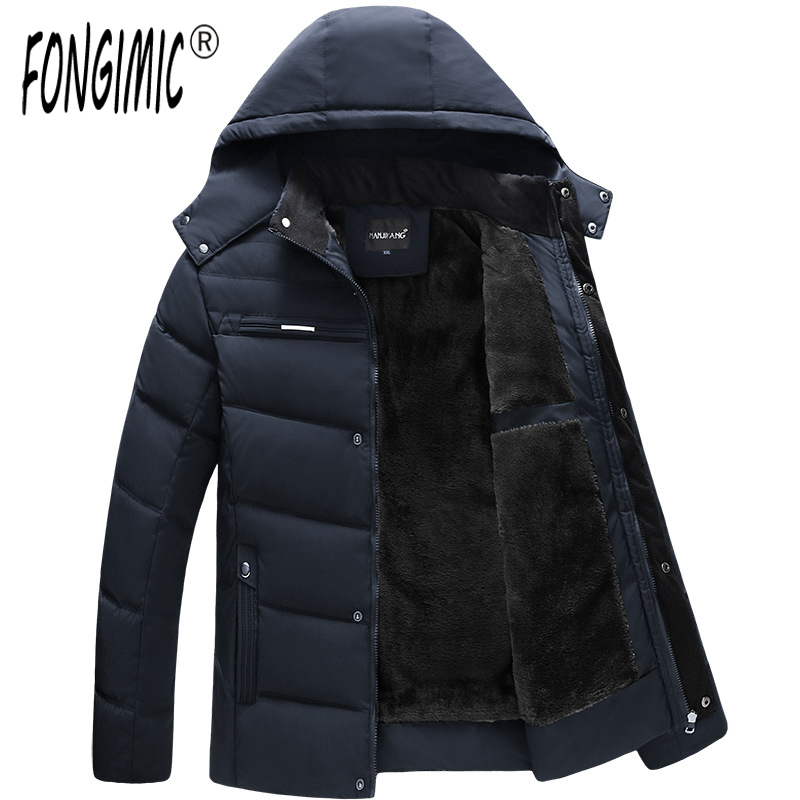

Winter Clothing for Middle-aged Elderly Men's Cotton-padded Jacket with Down Thickened Down Cotton-padded Men's Father's Jacket, Black