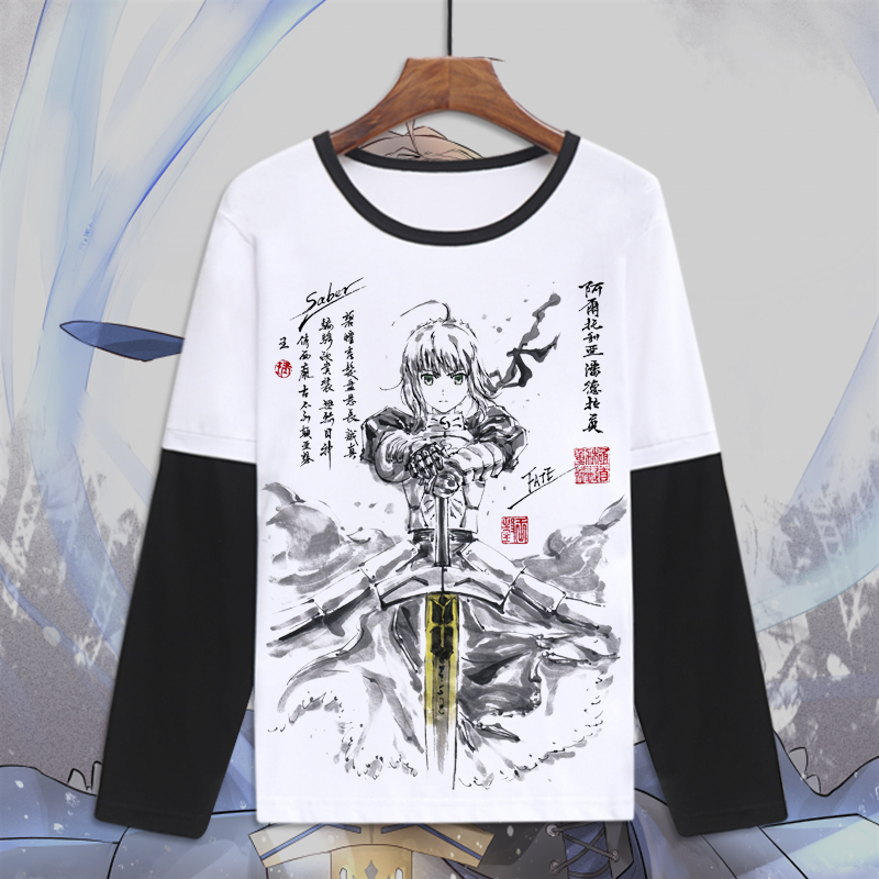 

Men's T-Shirts Casual Anime Fate/Grand Order Saber Joan Of Arc T Shirt Men Women Long Sleeve TShirt Fashion, 23
