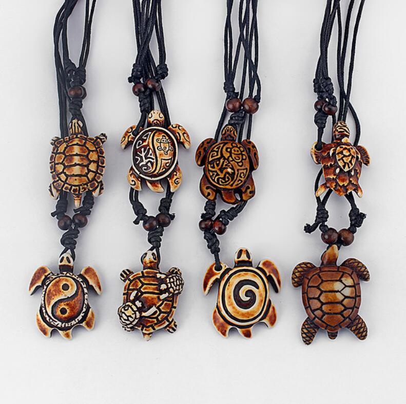 

DropShipping 8pcs Mixed Styles Ethnic Tribal Faux Yak Bone Sea Turtle Pendants Necklace Adjustable, Silver
