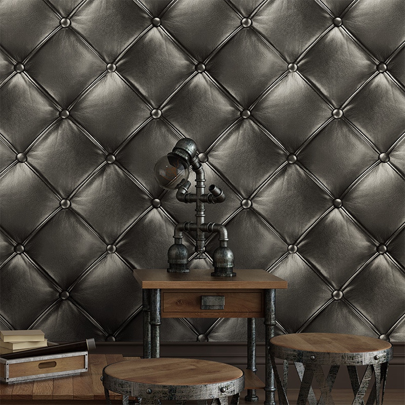 

Luxury Deep Embossed Faux Leather 3D Wallpaper For Wall Living room Black Wall Paper Roll Background Wallcoverings KTV store, As pic