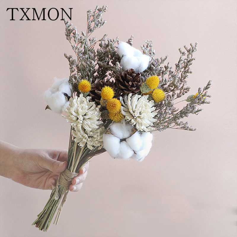

Ins dried flower real cotton immortal bouquet decoration home Nordic heart forest living room bedroom dining table decorations