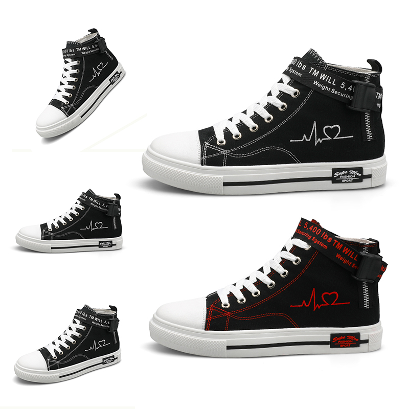

Discount women men Canvas shoes High Casual shoes Black White Red Platfom designer sneakers Homemade brand Made in China size 39-44, A1