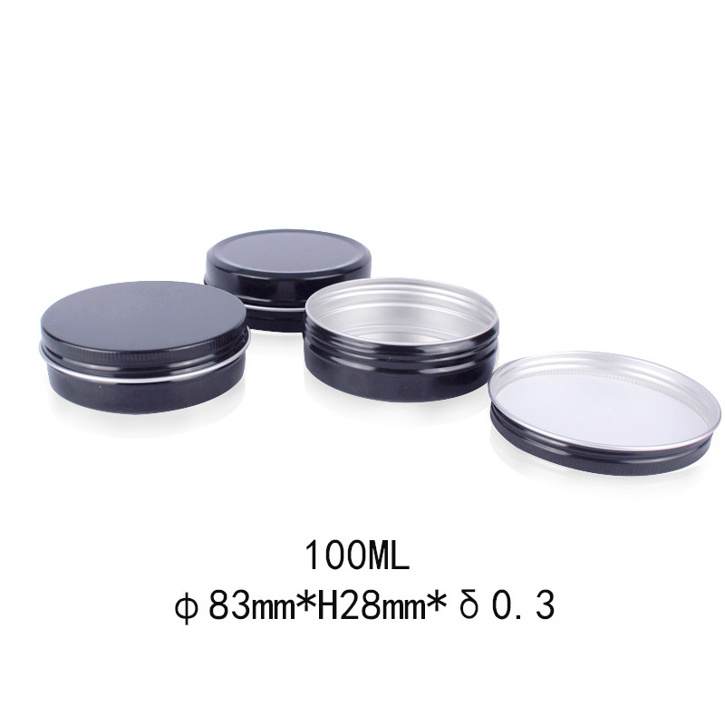 

100ml Black Aluminum Bottle Containers Jars 100g Cosmetic DAB Tool Storage Wax Metal Tin Box Cans 100 ml g Makeup Oil Derocation Crafts Bottles