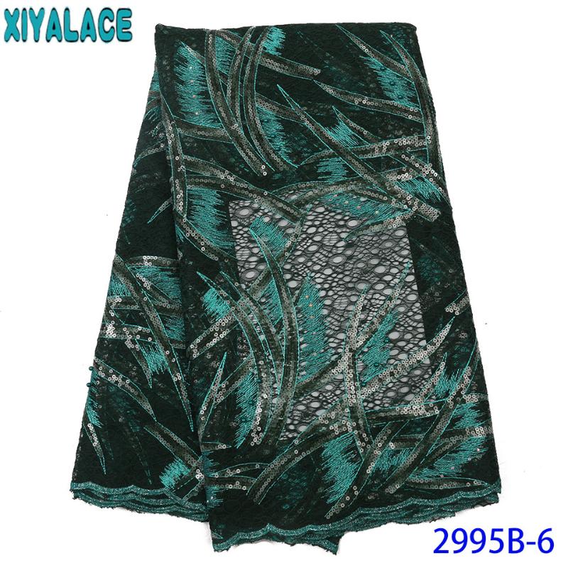 

Nigeria Lace Fabric 2020 High Quality Lace Sequence Fabric New French Double Net Laces with Beads for Wedding KS2995B
