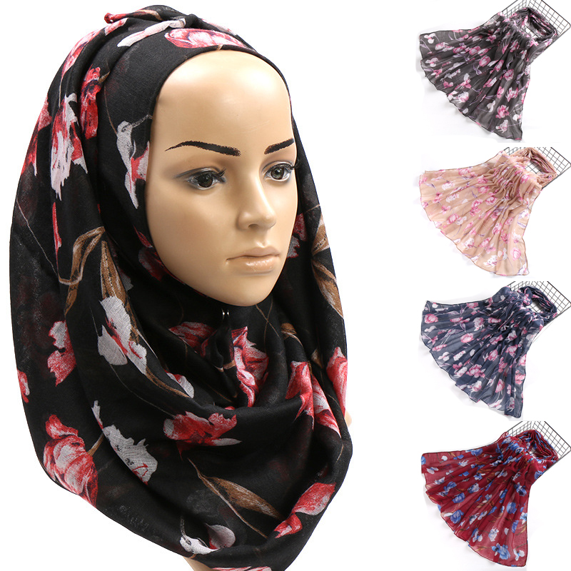 

New Fashion Scarves Women Print Hijab Scarfs 180*80cm Head Hijab Scarf Ladies chiffon Shawl wrap pareo Bandanna Scarves For Lady