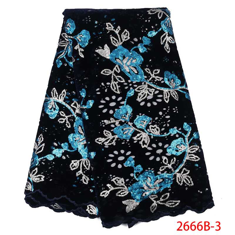

2020 high quality lace fabric nigerian tulle lace fabric velvet with stones 5yards for women dress KS2666B-3