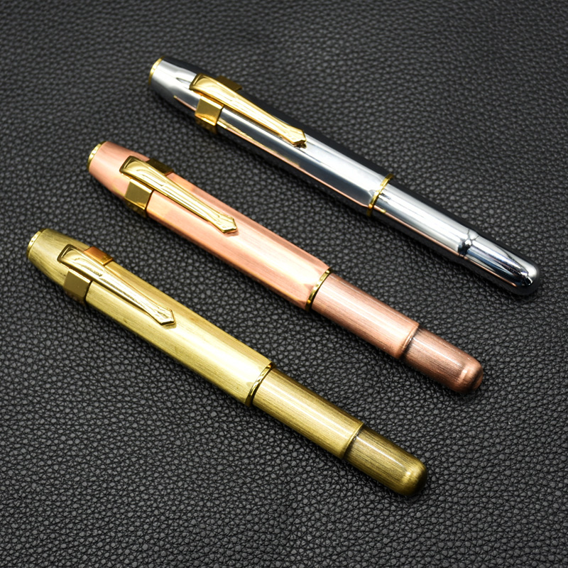 

15Pcs vintage brass sport Metal Ink pen 0.5mm iraurita nib Octagon pocket fountain pen full metal office signature wholesale, Red