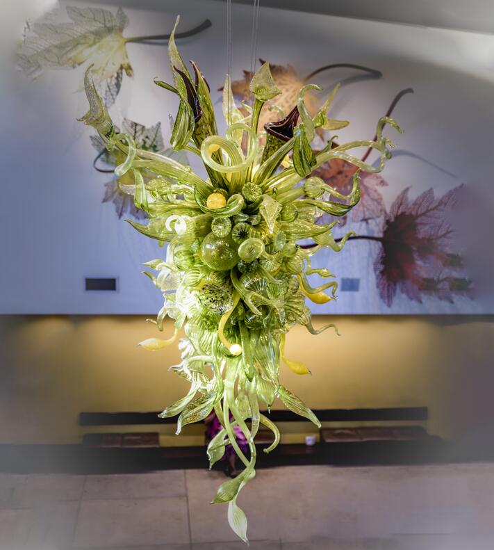 

Creative Home Lamps Large Nepenthes Chandeliers Indoor Miscellaneous Hand Blown Glass Foliage Chandelier for Entrance Halls Reception Areas