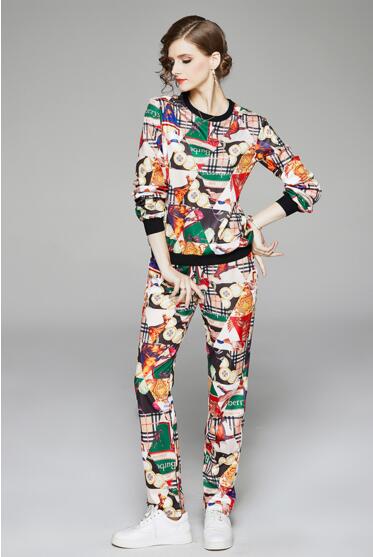 

Autumn and winter new European and American fashion temperament wild Slim casual printing suit, As the picture