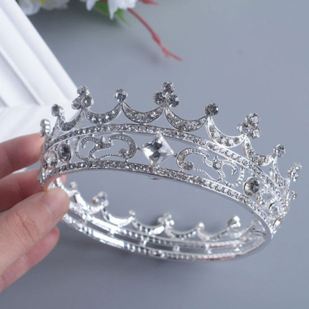 Vintage Baroque Queen King Bride Tiara Crown For Women Headdress Prom Bridal Wedding Tiaras and Crowns Party Hats-image-512933276