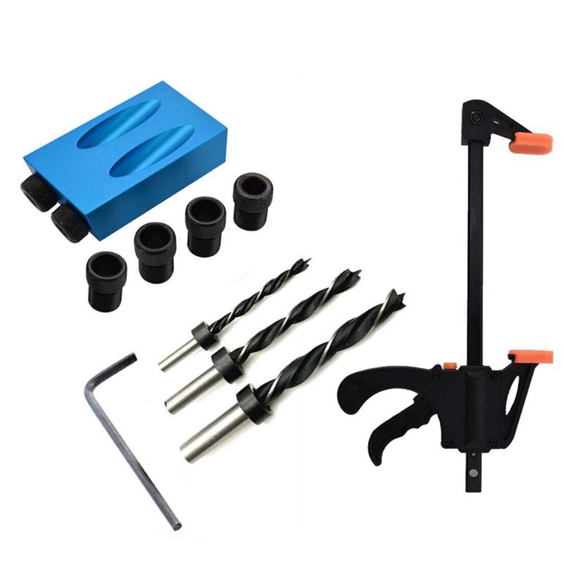 

Woodworking Oblique Hole Locator Drill Guide Set Pocket Hole Jig Kit Drill Guide Set Puncher Locator with Fittings