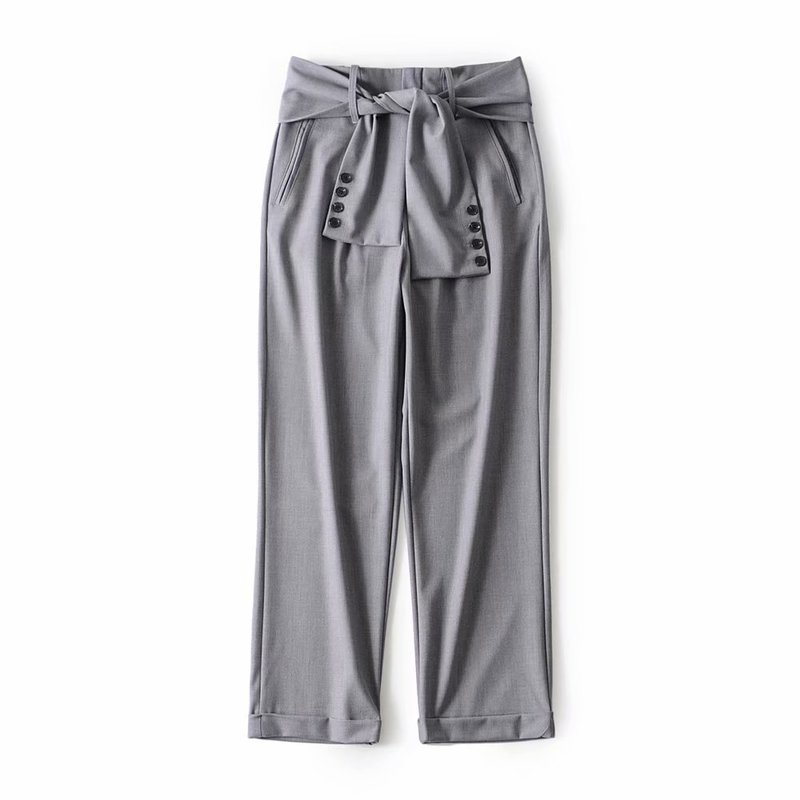 

Fashion women 121-68-1664 European and American fashion casual pants button cultivate morality, See chart