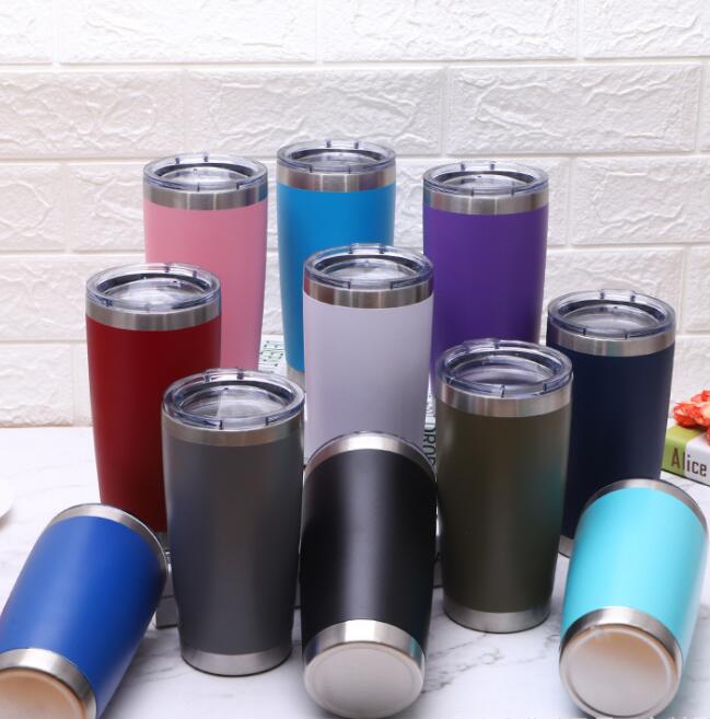 

20OZ Stainless Steel Tumbler Cup Vacuum Insulated Straight Cup Beer Coffee Mug with Lids Sports Water Bottles Car Tumblers Mugs GGA1927