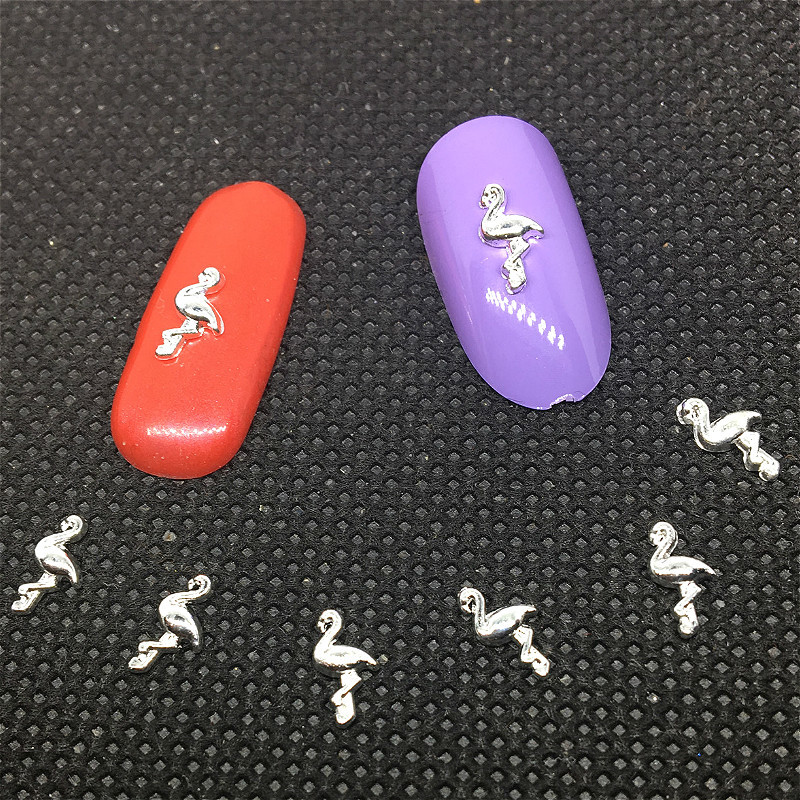 

20Pcs Flamingo Nail Art Decorations 3d Bird Accessories Silver Cute Gold Decor Studs Charms Spring Design New Shiny Mini Decal