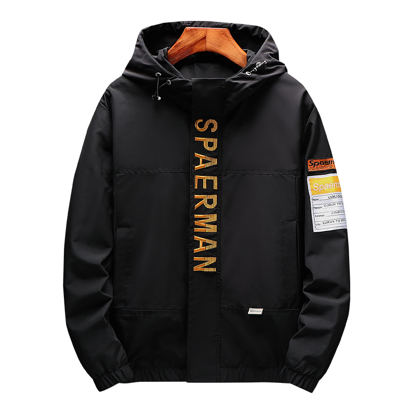 

high quality men clothing 2020 spring new style hooded jacket men loose letter embroidery zip up hoodie top coat, Black