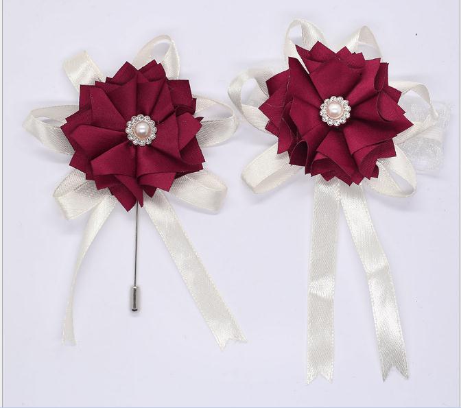 

Wedding Supplies Bride Groom Corsages Boutonniere Wrist Flower Hand Flower Sisters Group Bracelet Girls Corsage Bridesmaid Wrist Flower