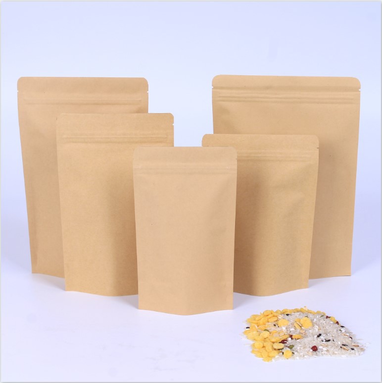 100X Kraft Paper Stand up Zipper Pouches Coffee Bags Pouches Aluminium Foil Bag