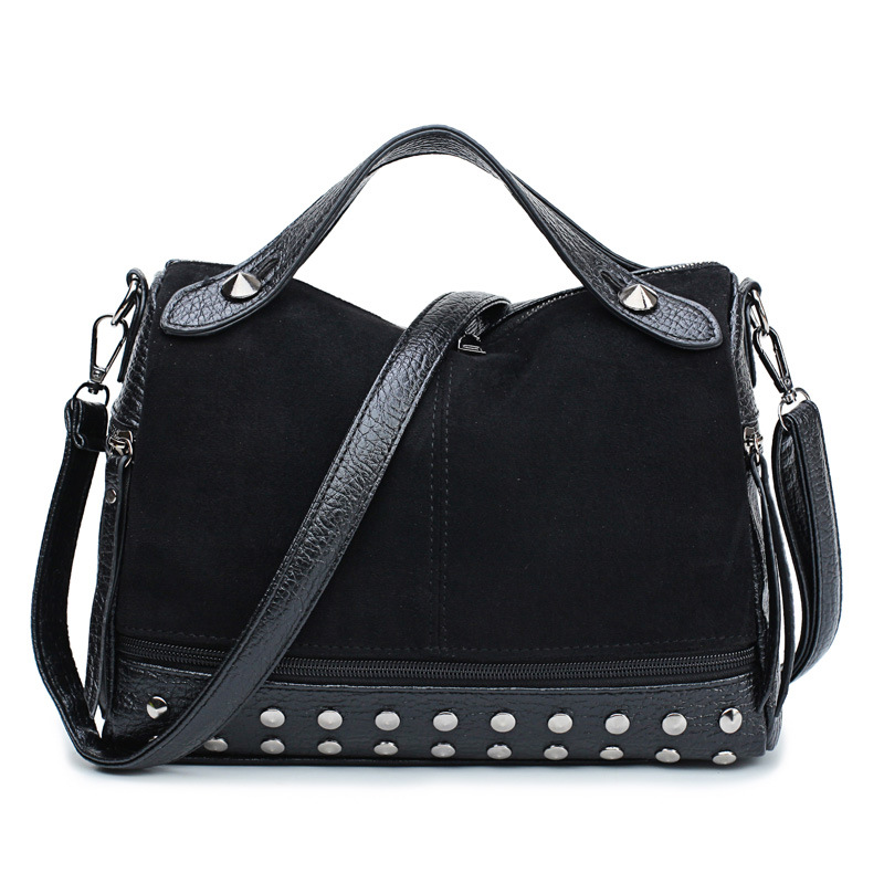 

Rivet Handbag European And American Fashion Frosted Motorcycle Bag Woman Shoulder Oblique Cross Bag, Burgundy