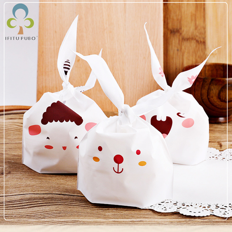 

30Pcs/lot Long Ear Candy Bags Cookie Biscuit Packaging Supplies Small Snack Bag Wedding Party Favor Gift ZXH