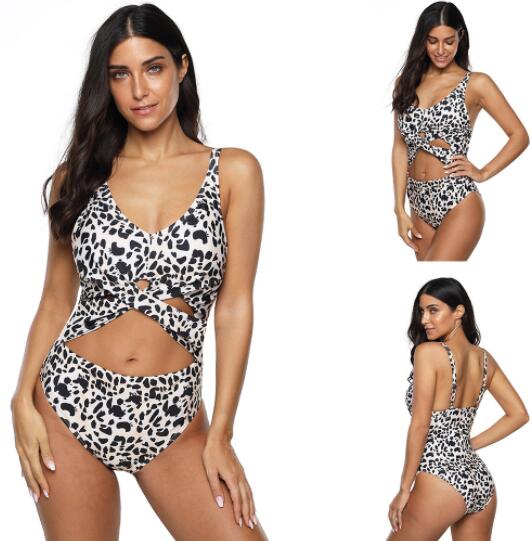 

Top girl lotus leaf edge connected triangle leopard skirt style split big Fat plus angle slim Leopard Print swimsuit Bikinis sets