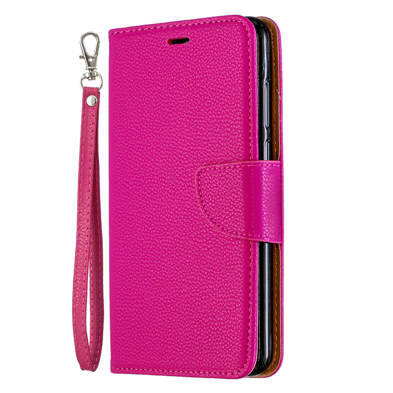 

Flip Cover Stand Wallet For Huawei P20 Pro Case Pure Color Lichee Pattern PU Leather Mobile Phone Cases, Black