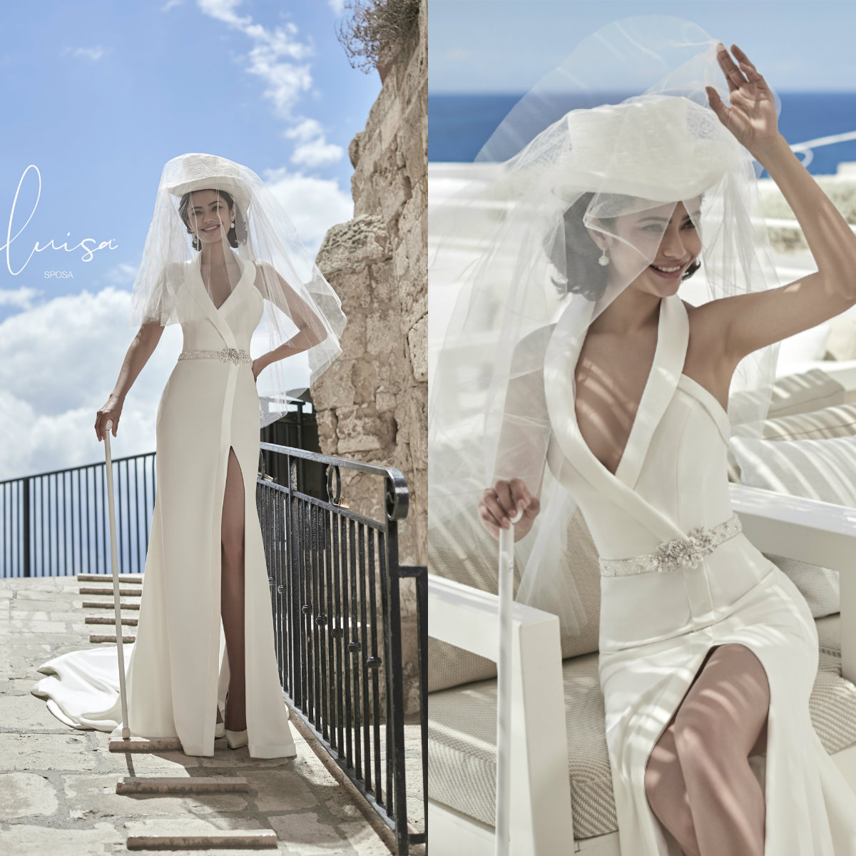 

2020 Crystal Beads Belt Mermaid Wedding Dresses Deep V Neck Side Split Beach Wedding Dress Bridal Gowns Sexy Satin Robes De Mariée, Hunter green