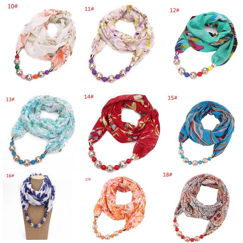 

Pendant Scarves For Women 2019 Brand New Fashion Turban High Quality Resin Beads Multicolor Flower Chiffon Muslim Scarf Wraps LSF088