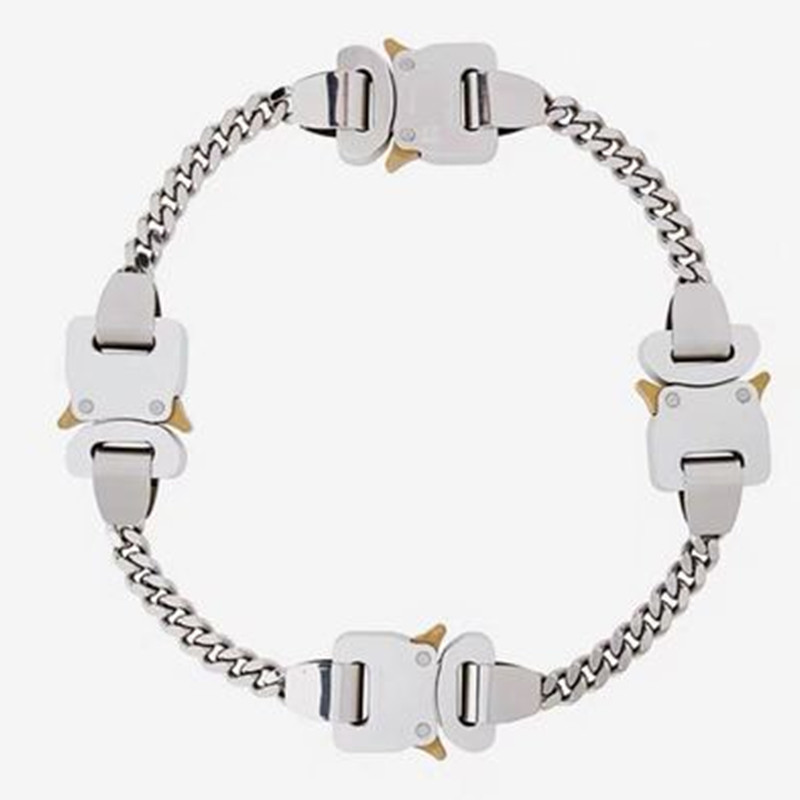 

Statement INS 1017 ALYX 9SM BUCKLES FOUR EVER NECKLACE Function heavy 4 Snap buttons Necklaces Hip Hop Jewelry For Women Men Gifts