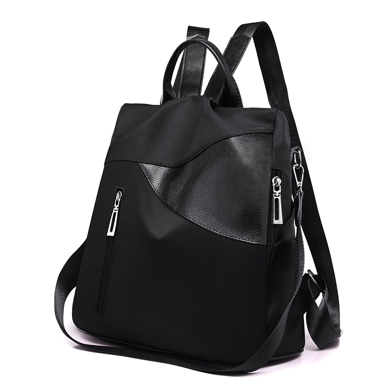 

Anti-theft backpack women 2019 new waterproof Oxford cloth school bag leisure shopping travel small backpack Solid Softback, Black