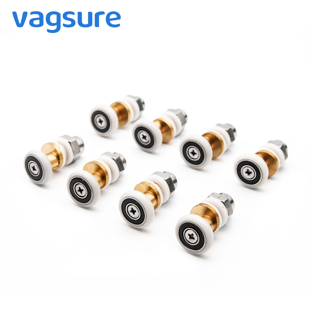 8pcs/set 19mm/23mm/25mm/27mm Brass Nylon Single Runner Wheels Pulley Door Roller Bearings For Sliding Doors Shower Cabin Accessories-image-469247971