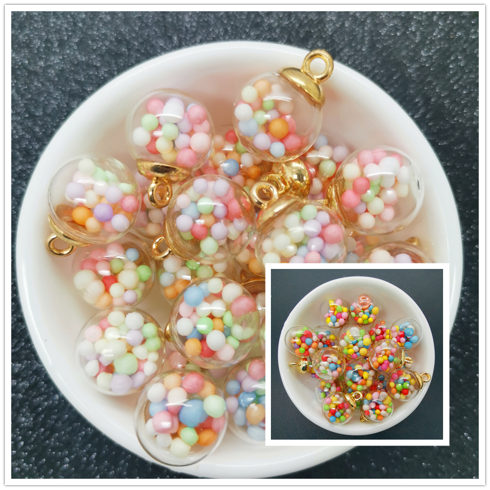 

NEW 10PCS 16MM Mini Glass Bottles with Color Ball Pendant Ornaments Jewelry Making