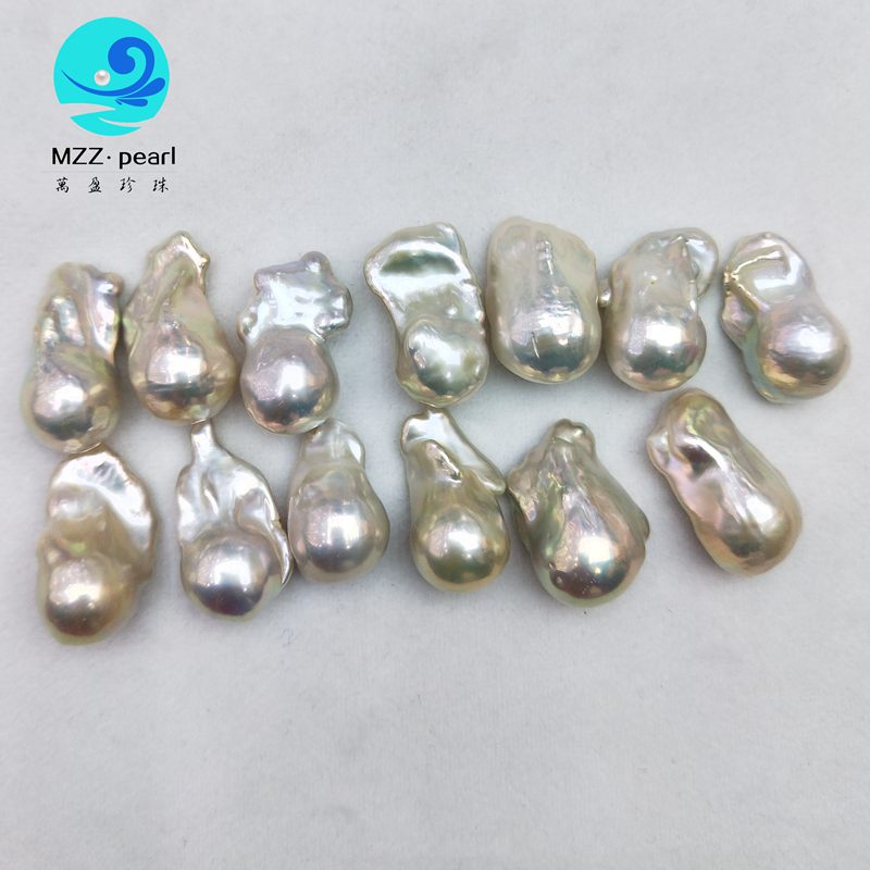 

Wholesale pearl beads metallic luster 13-14mm natural large size irregular baroque nucleated wholesale real cultured freshwater pearl