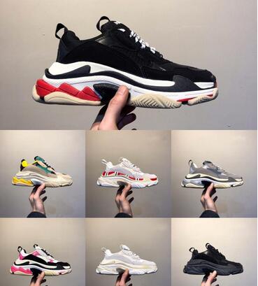 

2019 Luxury Platform Ace 17FW men women Triple s Gym Red Blue Triple Black Low Old Dad Vintage Casual shoes Triple-S Sneakers, Triple s black red