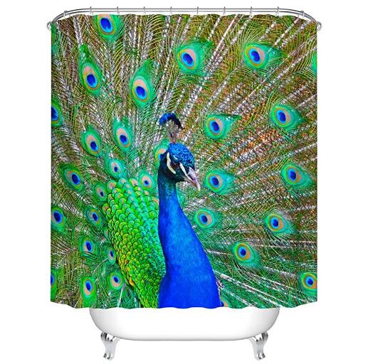 

Feather Shower Curtains Waterproof Bathroom Decor with Hooks 3D Girls Boys Gifts