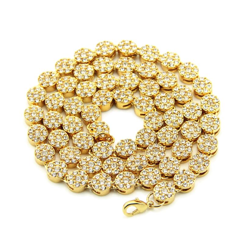 

Other European And American Hip Hop Wind Flash Diamond Men's Round Single Row Large Gold Chain Cuba With 30 Inch