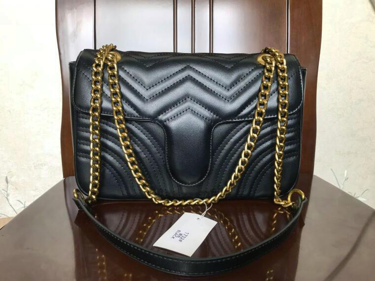 

2020 hot-sale Classic Leather crossbody bag gold chain hot women marmont bags handbags shoulder bags tote bags 6637, Red