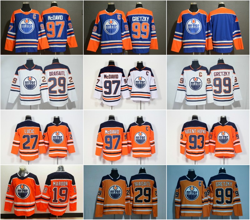 

News Edmonton Oilers 97 Connor McDavid Jersey 99 Wayne Gretzky 29 Leon Draisaitl 27 Milan Lucic 93 Ryan Nugent-Hopkins Hockey Jerseys, Men