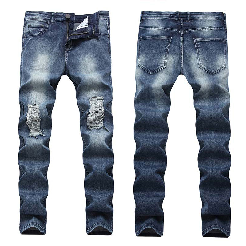 

Mens casual jeans Fashional denim Pants Knee Holes hiphop pants Washed high quality, T-966