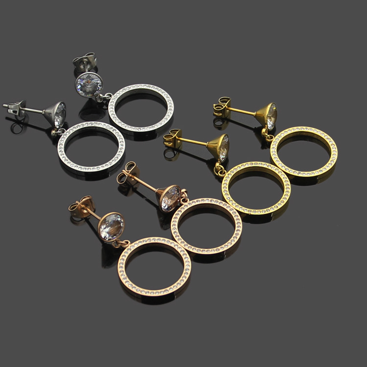 

2019 new hot Luxury fashion brand Single drill ring pendant earrings women charm 18K rose gold earrings jewelry