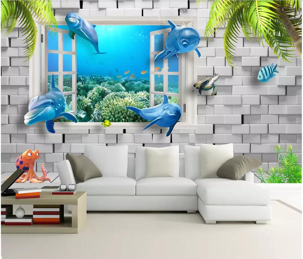 

3d wallpaper custom photo mural Undersea world three-dimensional window landscape 3D TV background wall landscape 3d home improvement, Pictures show
